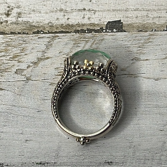 Beautiful Barbara Bixby Sterling Silver 18K Chrysoprase Doublet Ring. - Picture 4 of 9